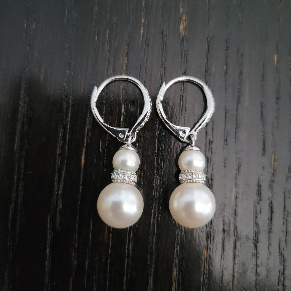 Silver Pearl Drop Earrings